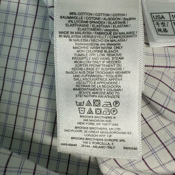 Brooks Brothers Mens Button-Down Long Sleeve Shirt 16 1/2 104B Cotton/Spandex Wh - Picture 5 of 11